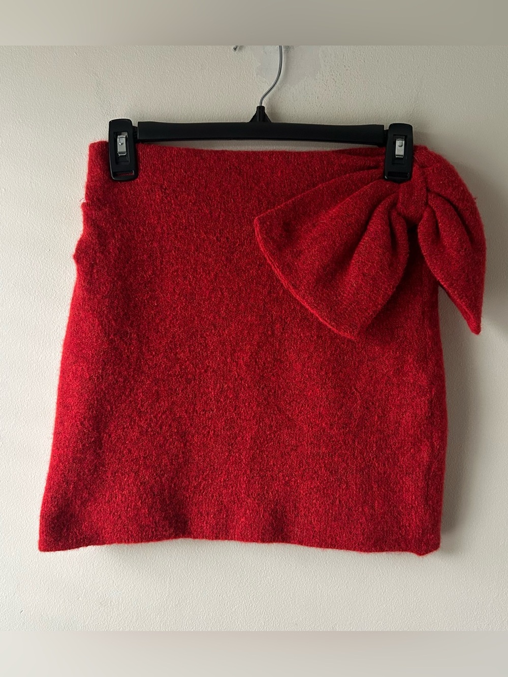 5 FOR $25 |Tach Clothing Anthropologie Bindi Knit Mini Skirt Wool Blend‎ Bow Red